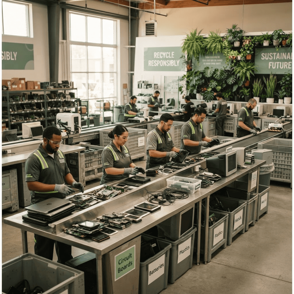 E-Waste Uncle recycling facility sorting old electronics for recovery in Delhi NCR